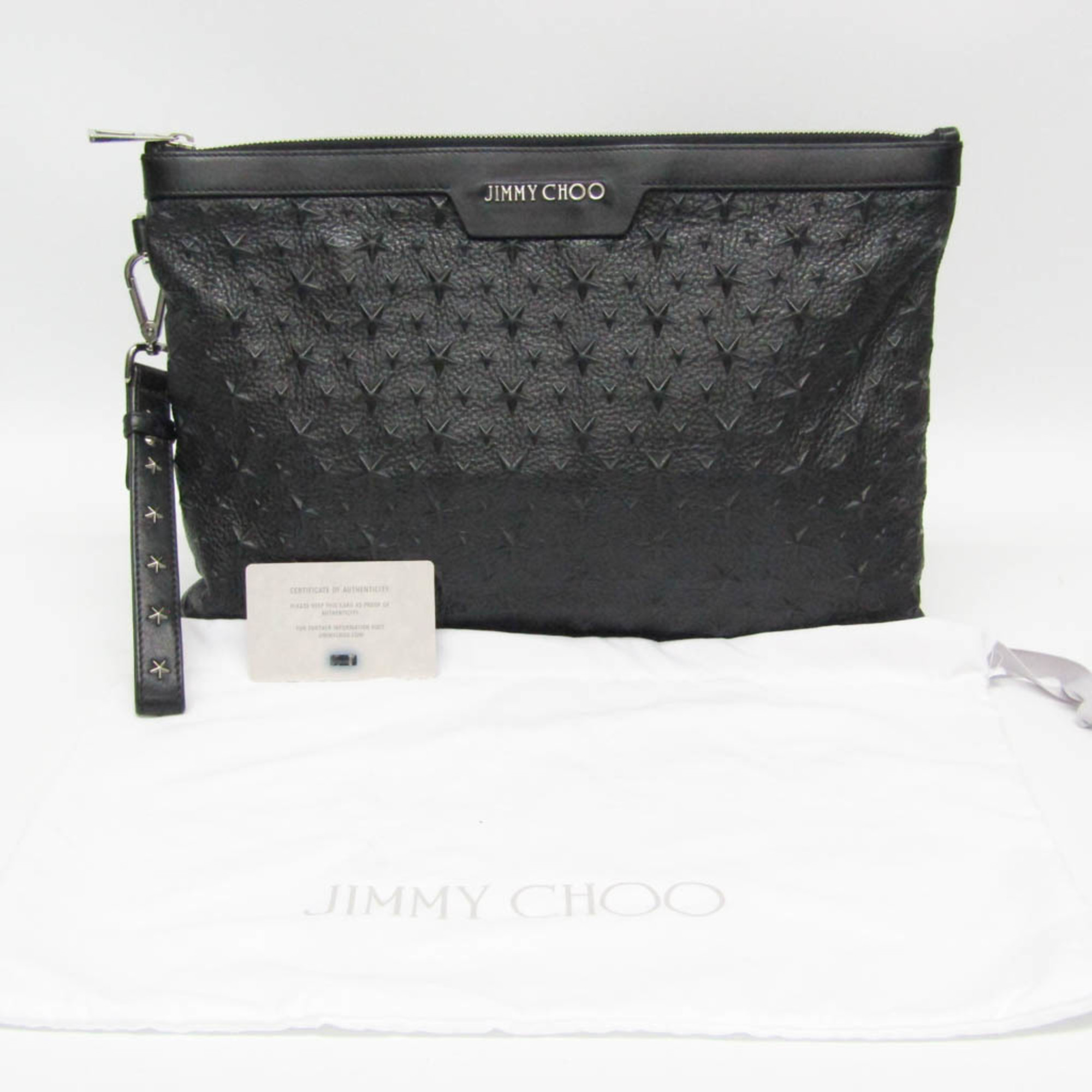 Jimmy Choo DEREK Men,Women Leather Clutch Bag Black