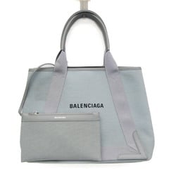 Balenciaga NAVY CABAS M 581292 Women's Leather,Canvas Tote Bag Light Blue Gray