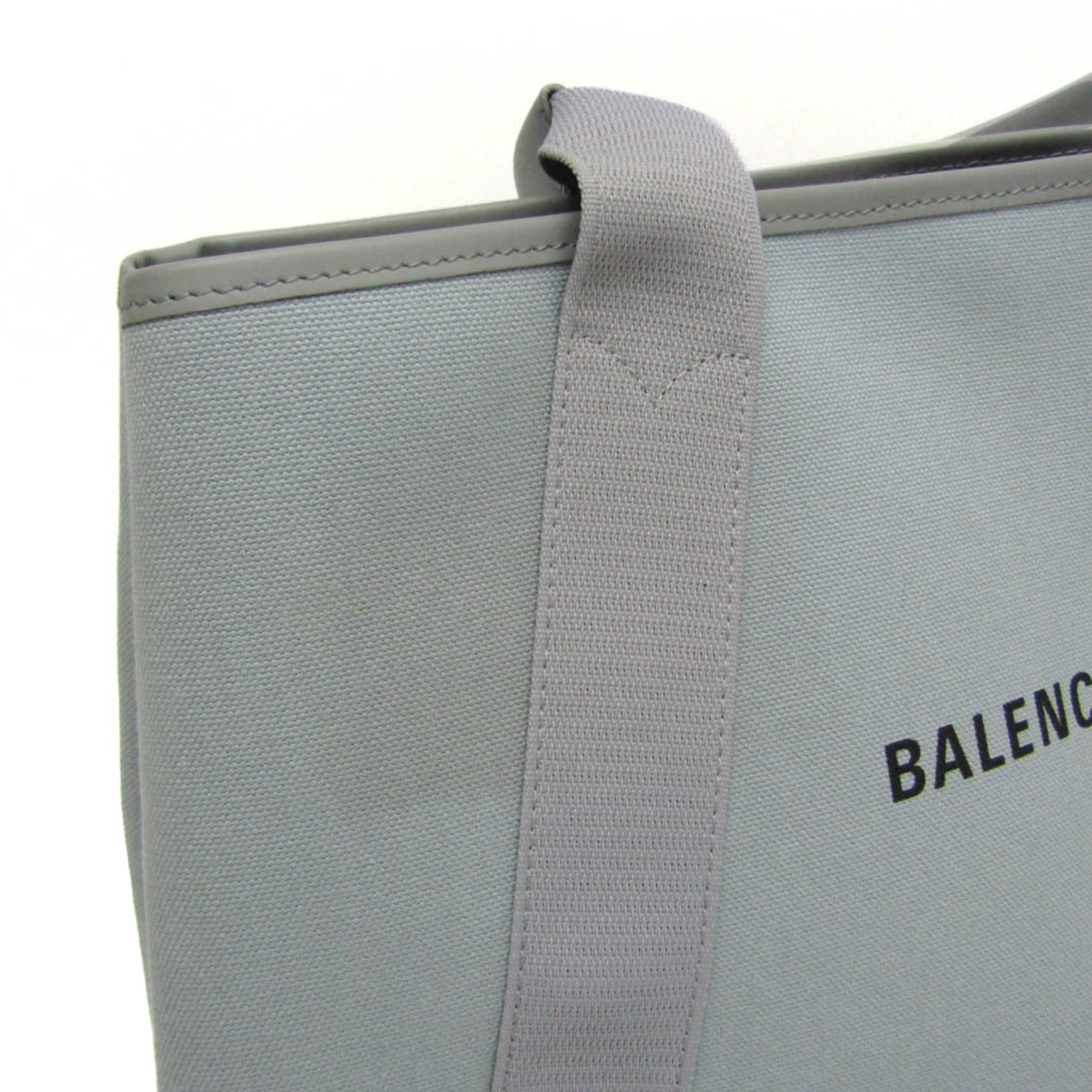 Balenciaga NAVY CABAS M 581292 Women's Leather,Canvas Tote Bag Light Blue Gray