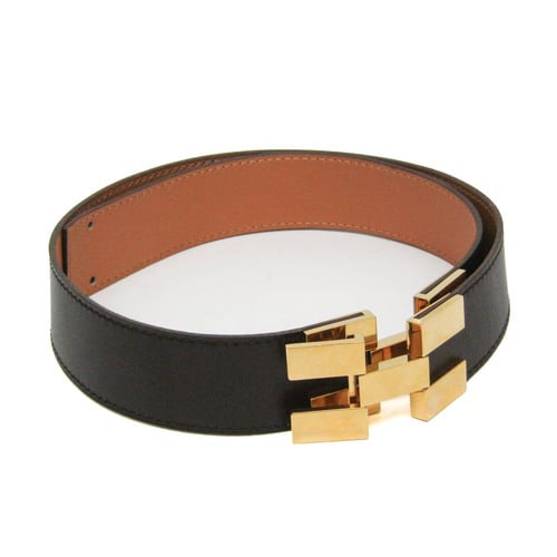 Hermes H Women's Leather Standard Belt Dark Brown,Gold