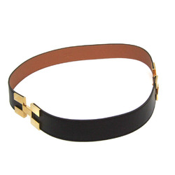 Hermes H Women's Leather Standard Belt Dark Brown,Gold