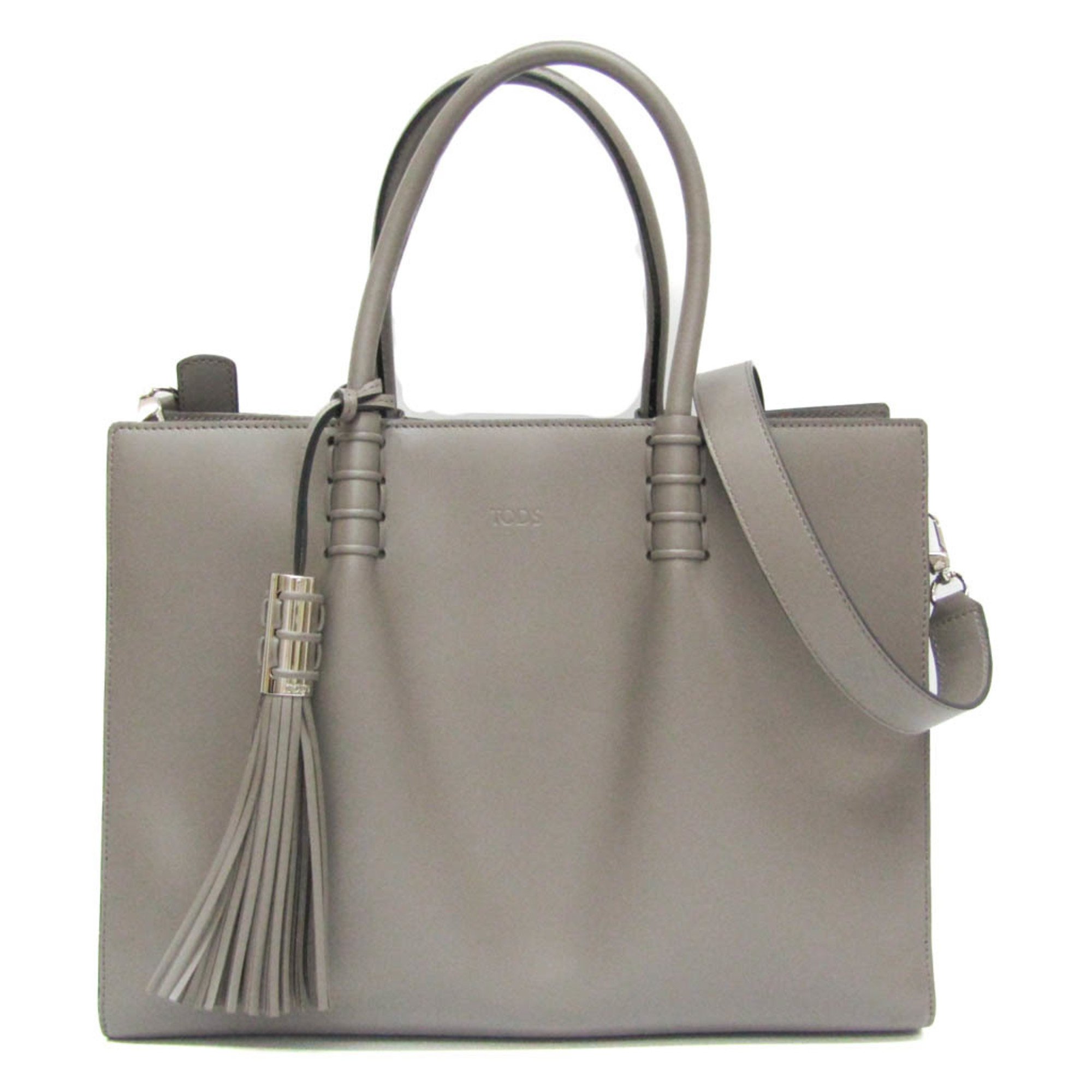 Tod's Tassel XBWLDMU0300PUPB413 Women's Leather Handbag,Shoulder Bag Gray