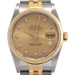 ROLEX Rolex Datejust 10P Diamond 16233G Men's YG/SS Watch Automatic Champagne Dial
