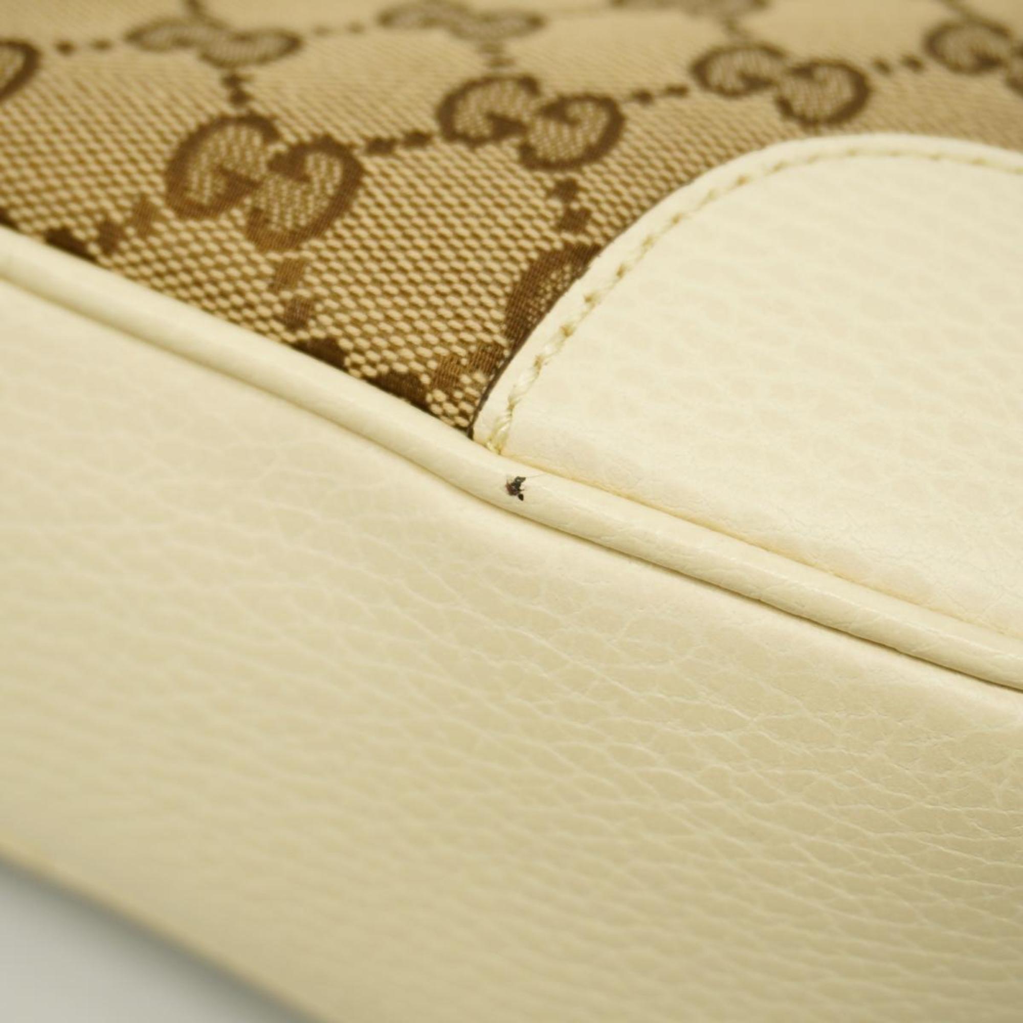 Gucci Shoulder Bag GG Canvas Interlocking G 449413 Beige White Women's