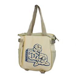 Chanel Tote Bag Sport Camellia Nylon White Women's