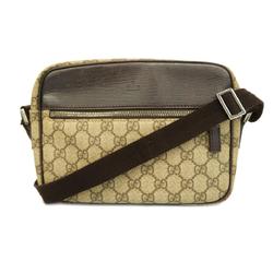 Gucci Shoulder Bag GG Supreme 114291 Leather Brown Women's