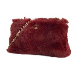 Chanel Shoulder Bag Lapin Chain Fur Bordeaux Women's