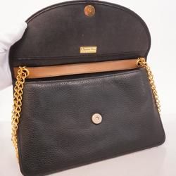 Christian Dior Shoulder Bag Leather Brown Black Women's
