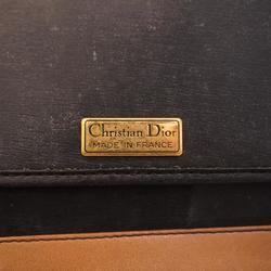 Christian Dior Shoulder Bag Leather Brown Black Women's