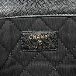 Chanel Clutch Bag Matelasse Caviar Skin Black Women's