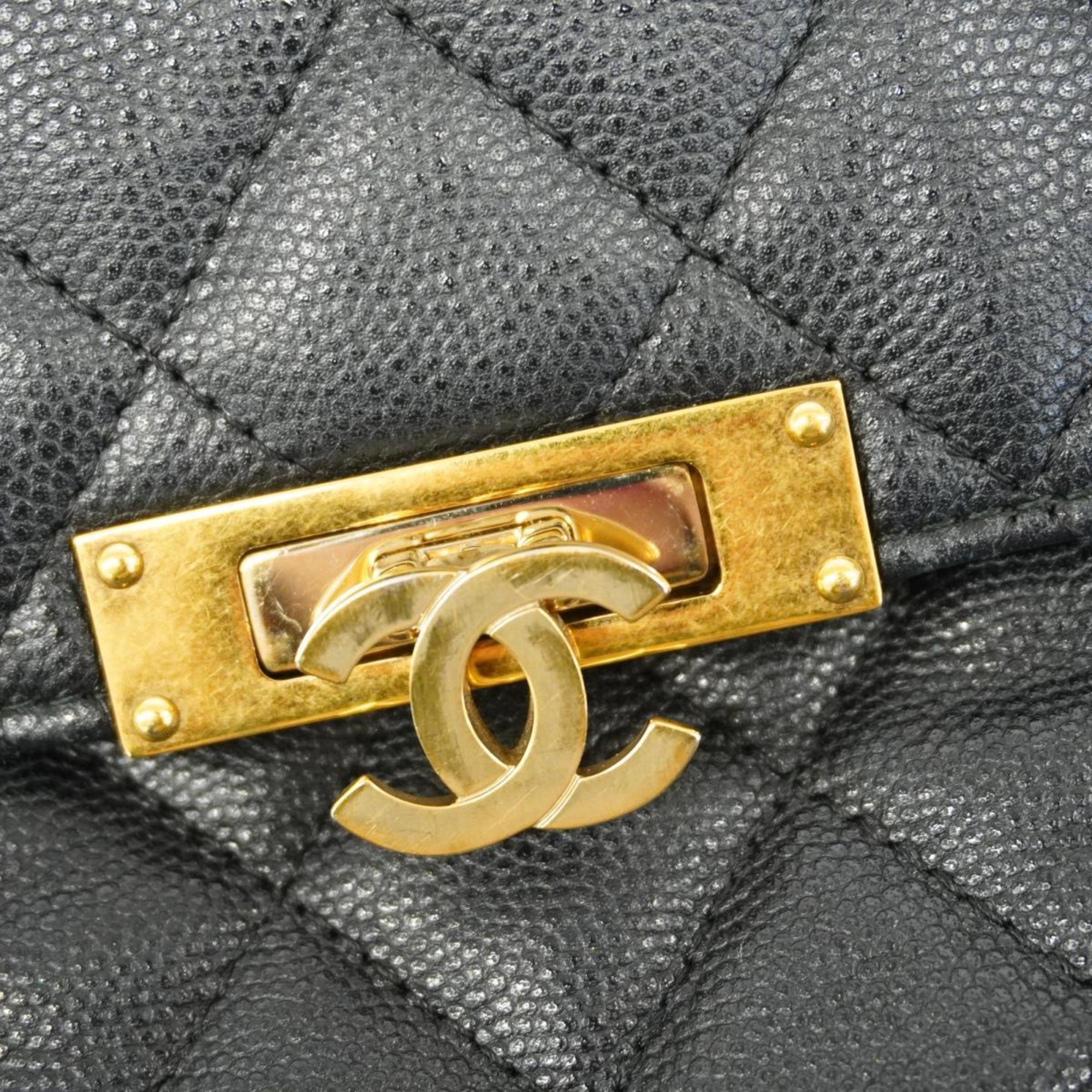Chanel Clutch Bag Matelasse Caviar Skin Black Women's