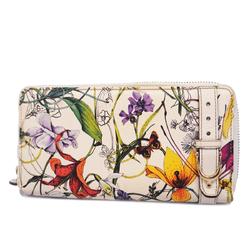 Gucci Flora Long Wallet 309758 Leather Ivory Multicolor Champagne Women's