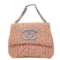 Chanel handbag tweed pink ladies