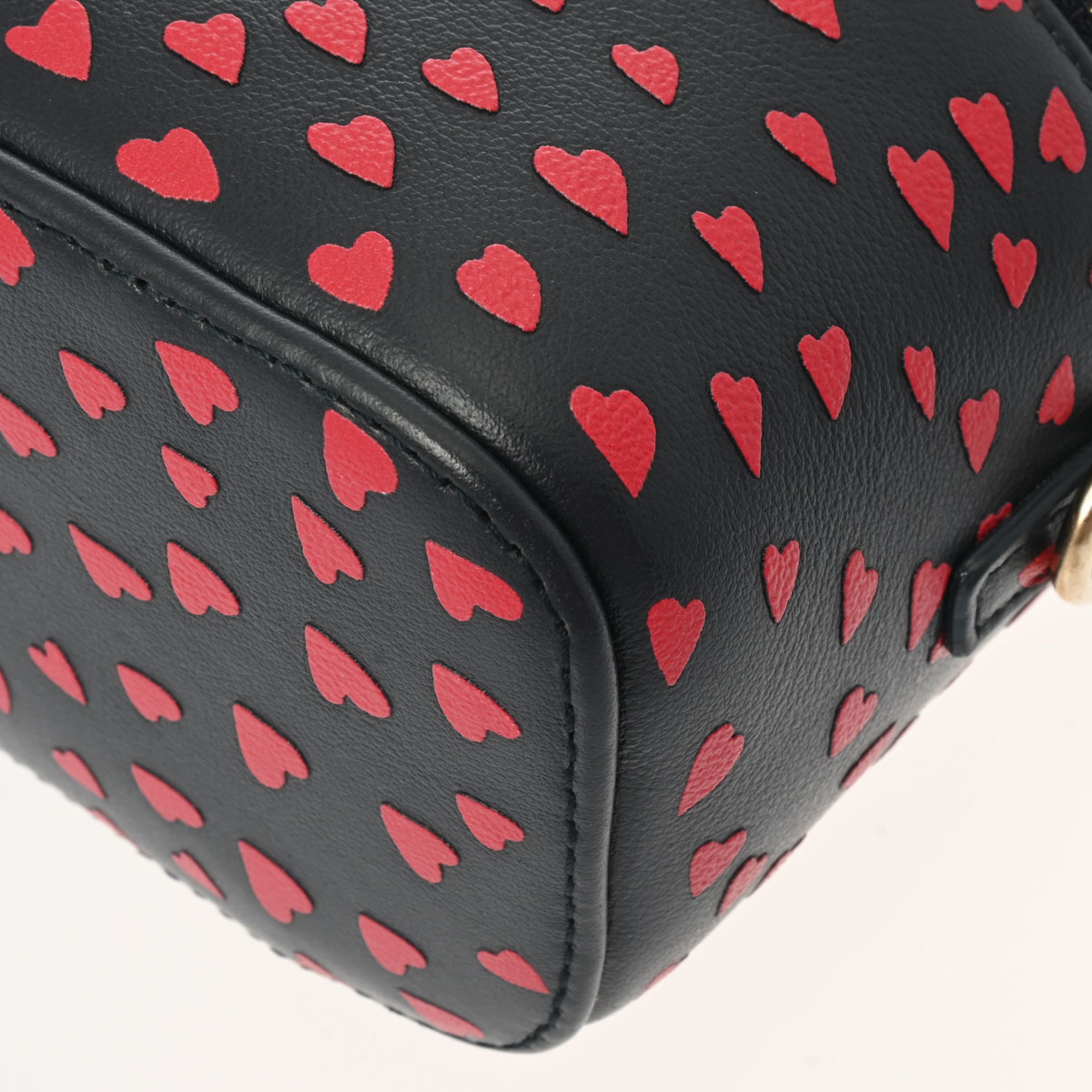 CHRISTIAN DIOR Lady Dior Micro Vanity Heart Pattern Navy/Red S09180SGA Women's Leather Handbag