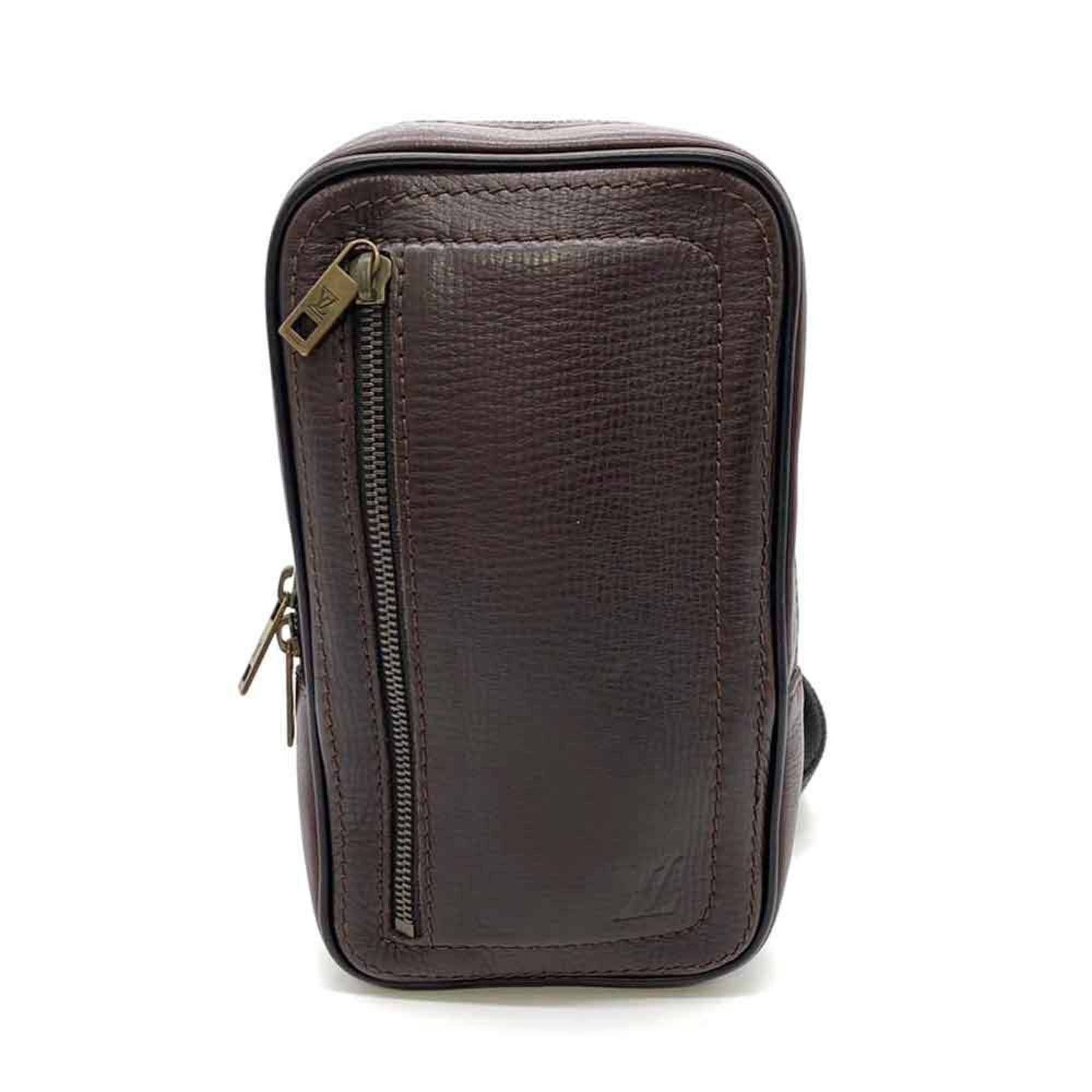 Louis Vuitton Bag Siu Cafe Brown Body Hip Waist Crossbody Pouch Men's Utah Leather M92535 LOUISVUITTON