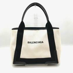 Balenciaga Navy Cabas S Canvas Handbag Ivory 339933 BALENCIAGA Pouch