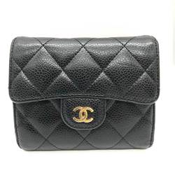 Chanel Matelasse Wallet Tri-fold Caviar Skin Black CHANEL
