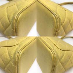 Chanel Reproduction Tote Yellow Handbag CHANEL Coco Mark Caviar Skin