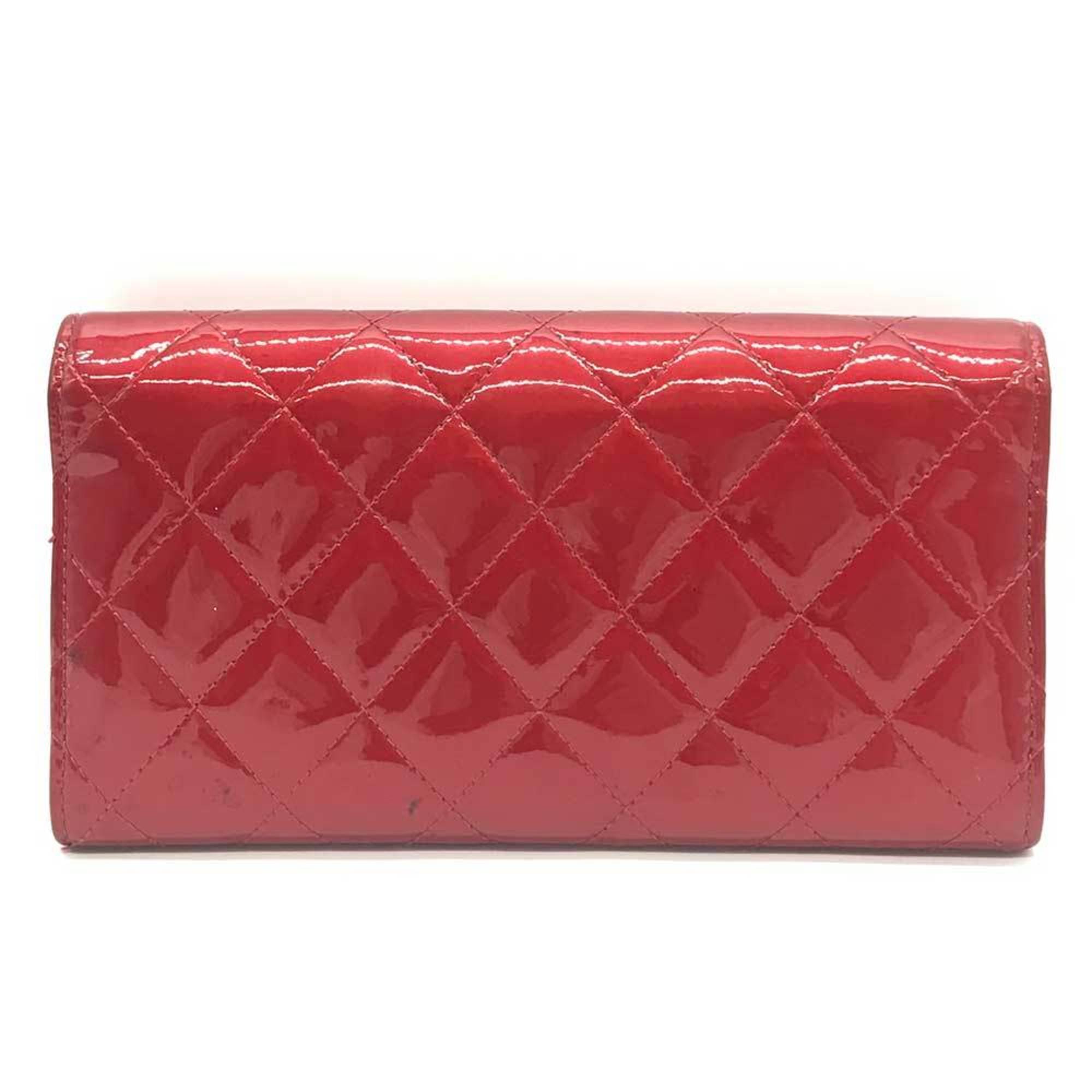 Chanel Matelasse Long Wallet Coco Mark Enamel Bordeaux Wine Red CHANEL