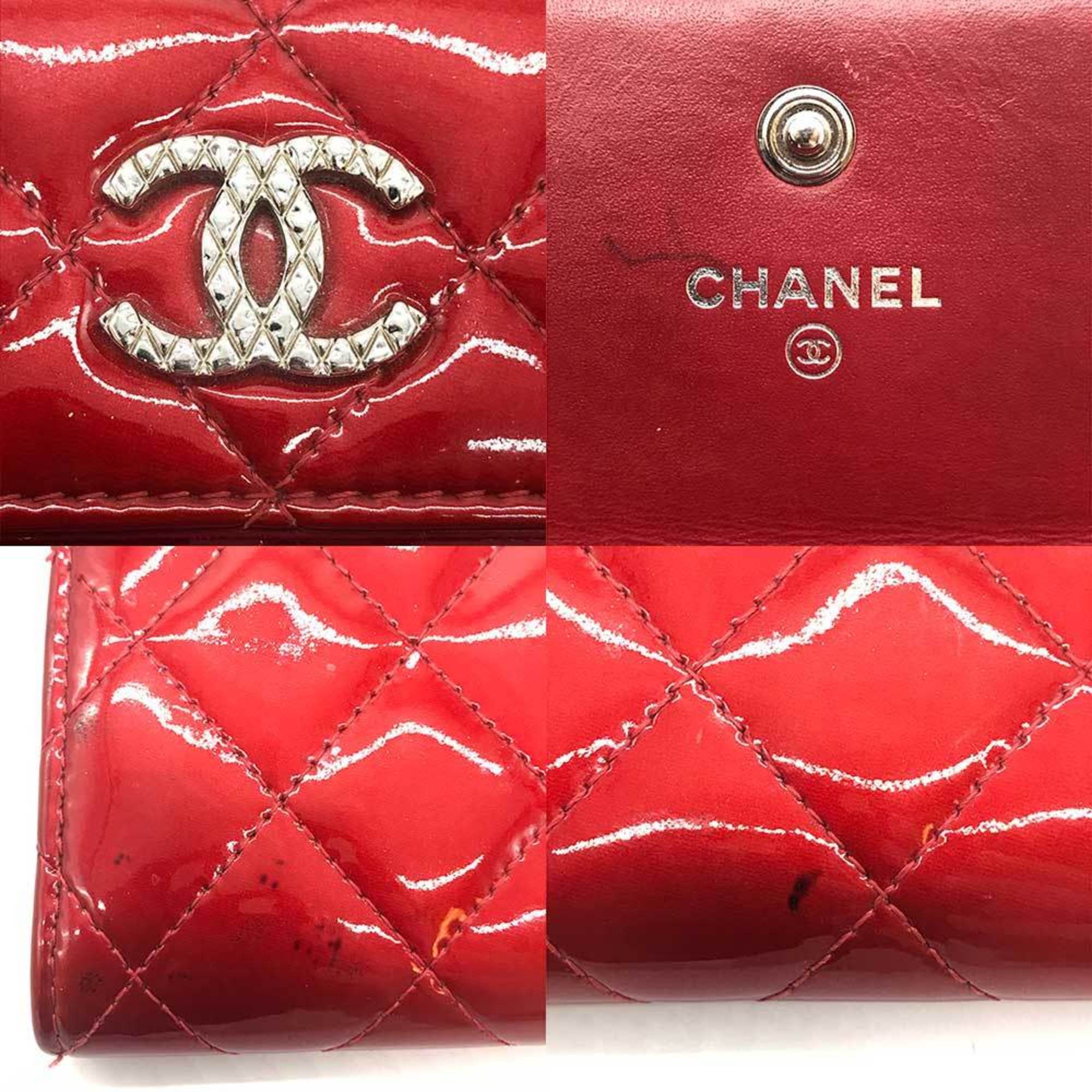 Chanel Matelasse Long Wallet Coco Mark Enamel Bordeaux Wine Red CHANEL