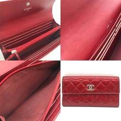 Chanel Matelasse Long Wallet Coco Mark Enamel Bordeaux Wine Red CHANEL