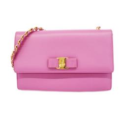 Salvatore Ferragamo Shoulder Bag Vara Leather Pink Women's