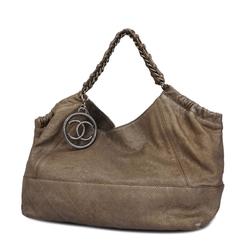 Chanel Shoulder Bag Matelasse Leather Brown Women's