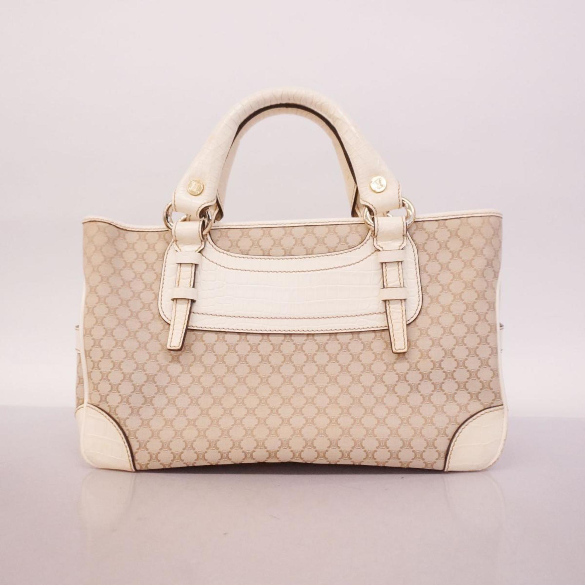 Celine handbag Macadam Boogie bag canvas leather beige white ladies