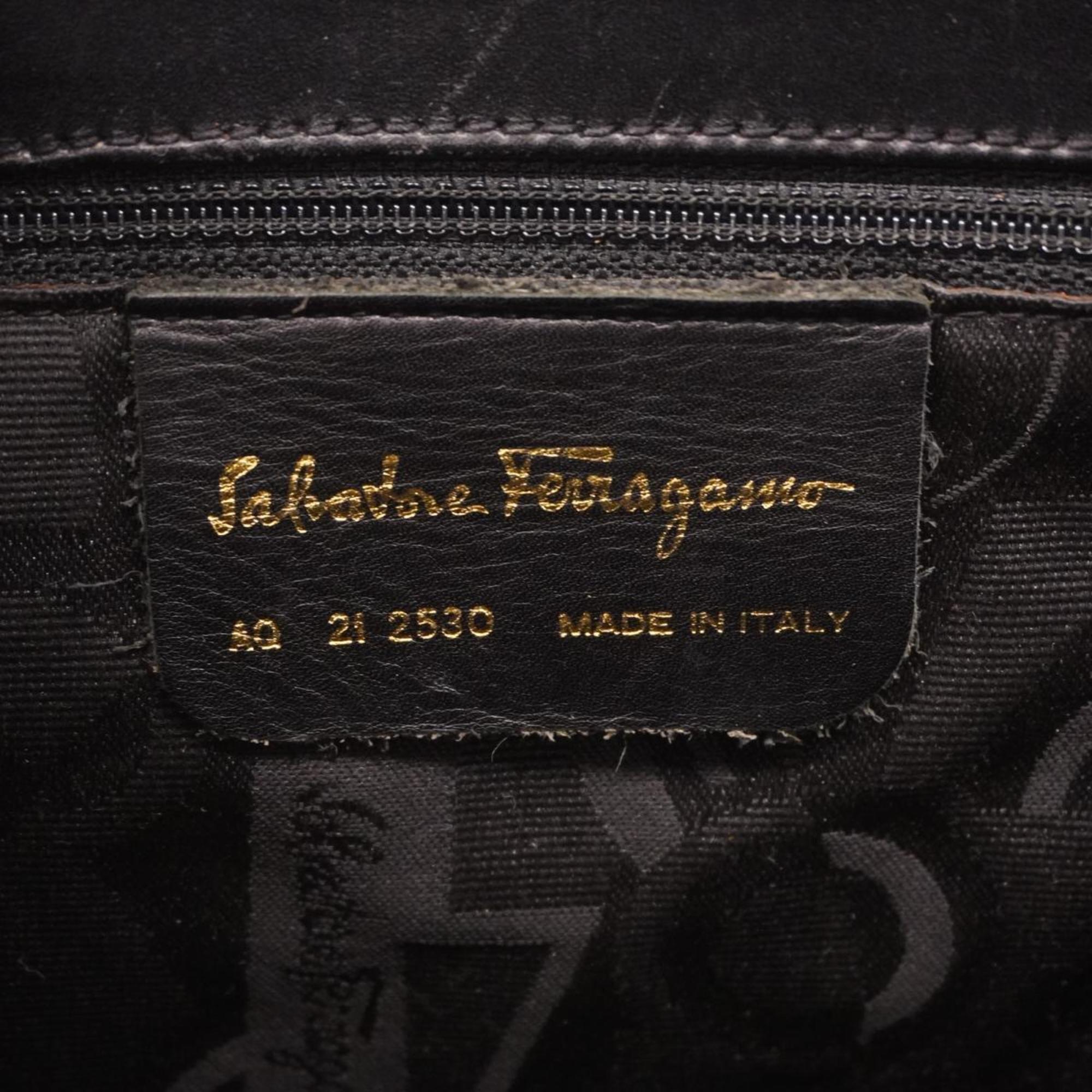 Salvatore Ferragamo Vara Leather Tote Bag Black Women's