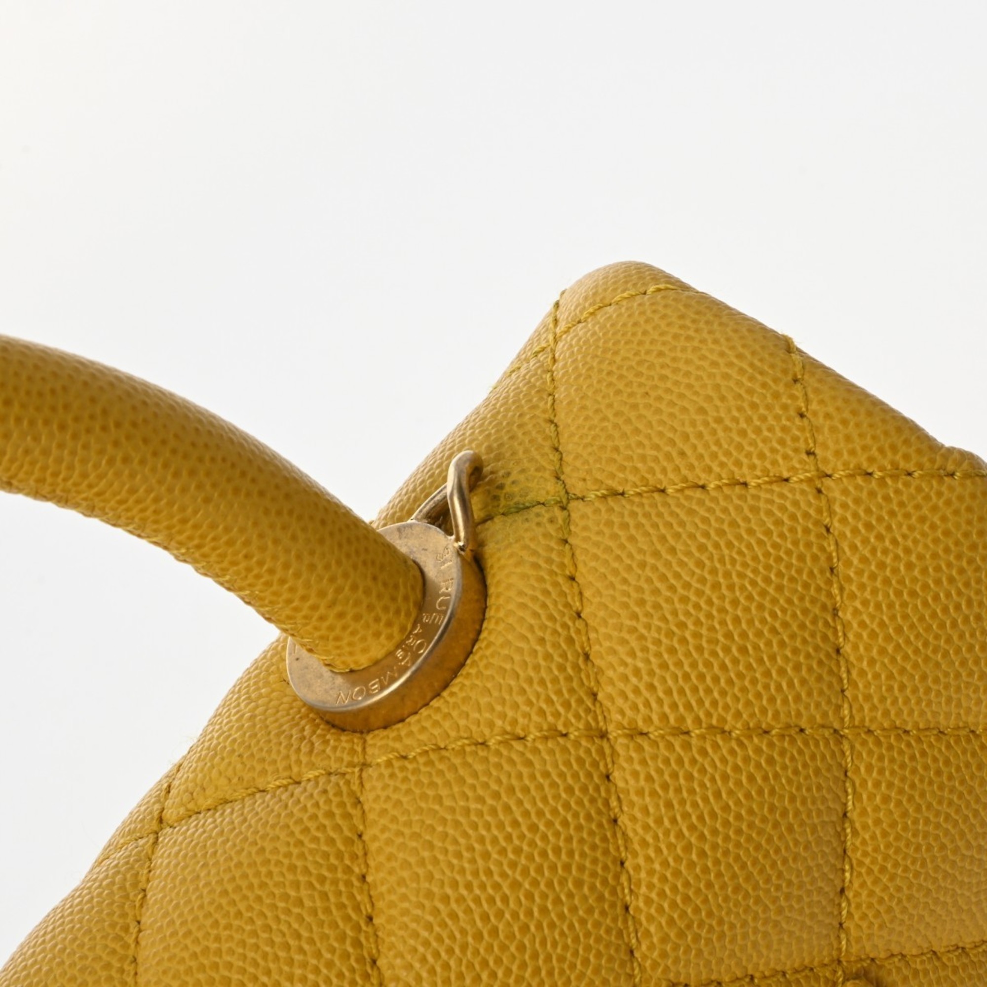 CHANEL Chanel Matelasse 29 Yellow A92991 Women's Caviar Skin Handbag
