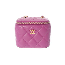 CHANEL Chanel Matelasse Small Vanity Chain Shoulder Purple AP1340 Women's Lambskin Bag