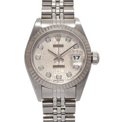 ROLEX Rolex Datejust 10P Diamond 69174G Ladies SS/WG Watch Automatic Silver Engraved Computer Dial