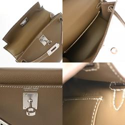 HERMES Kelly 2, Outer Stitching, Etoupe, Palladium Hardware - Z Stamp (Around 2021) Women's Epsom Leather Bag