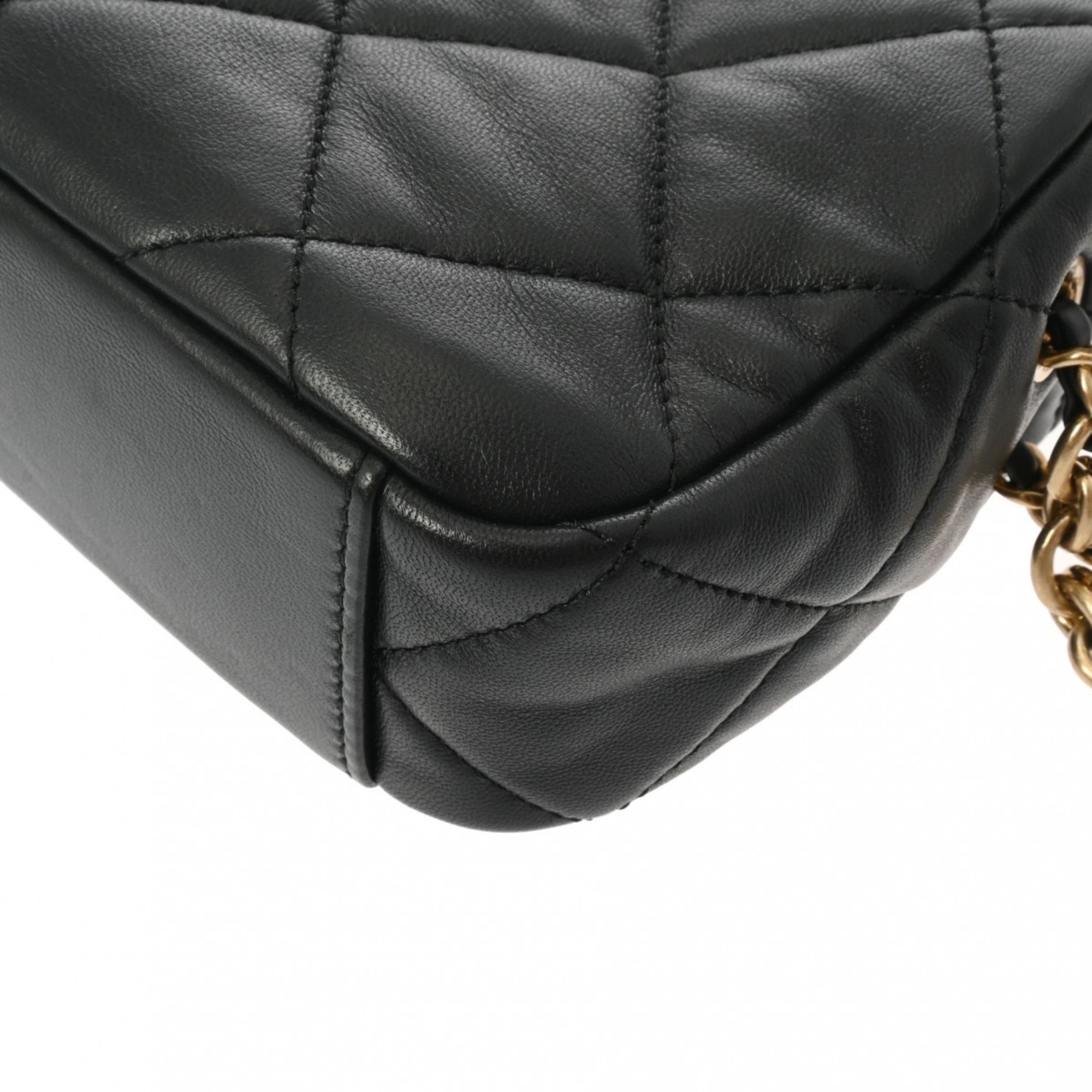 CHANEL Chanel Matelasse Camera Bag Chain Shoulder Black AS3383 Women's Lambskin