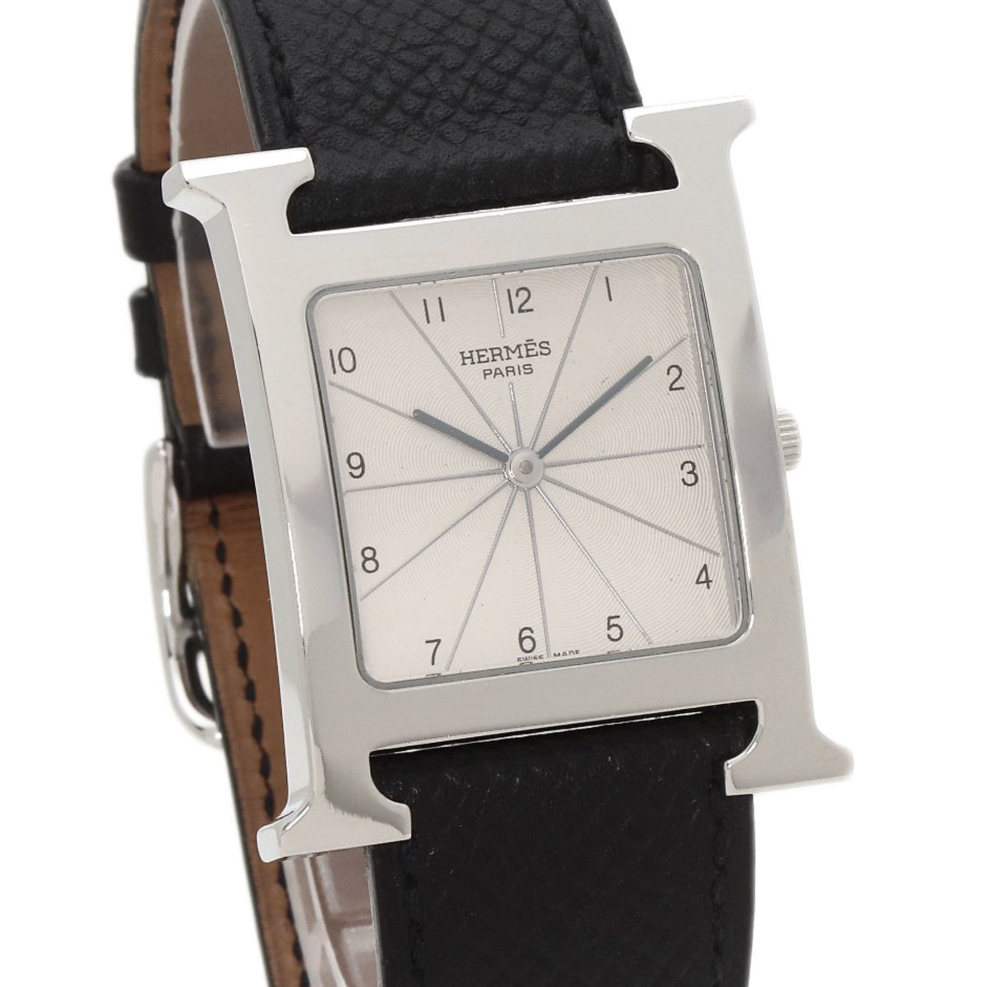 Hermes HH1.710 H Watch Stainless Steel/Leather Men's HERMES