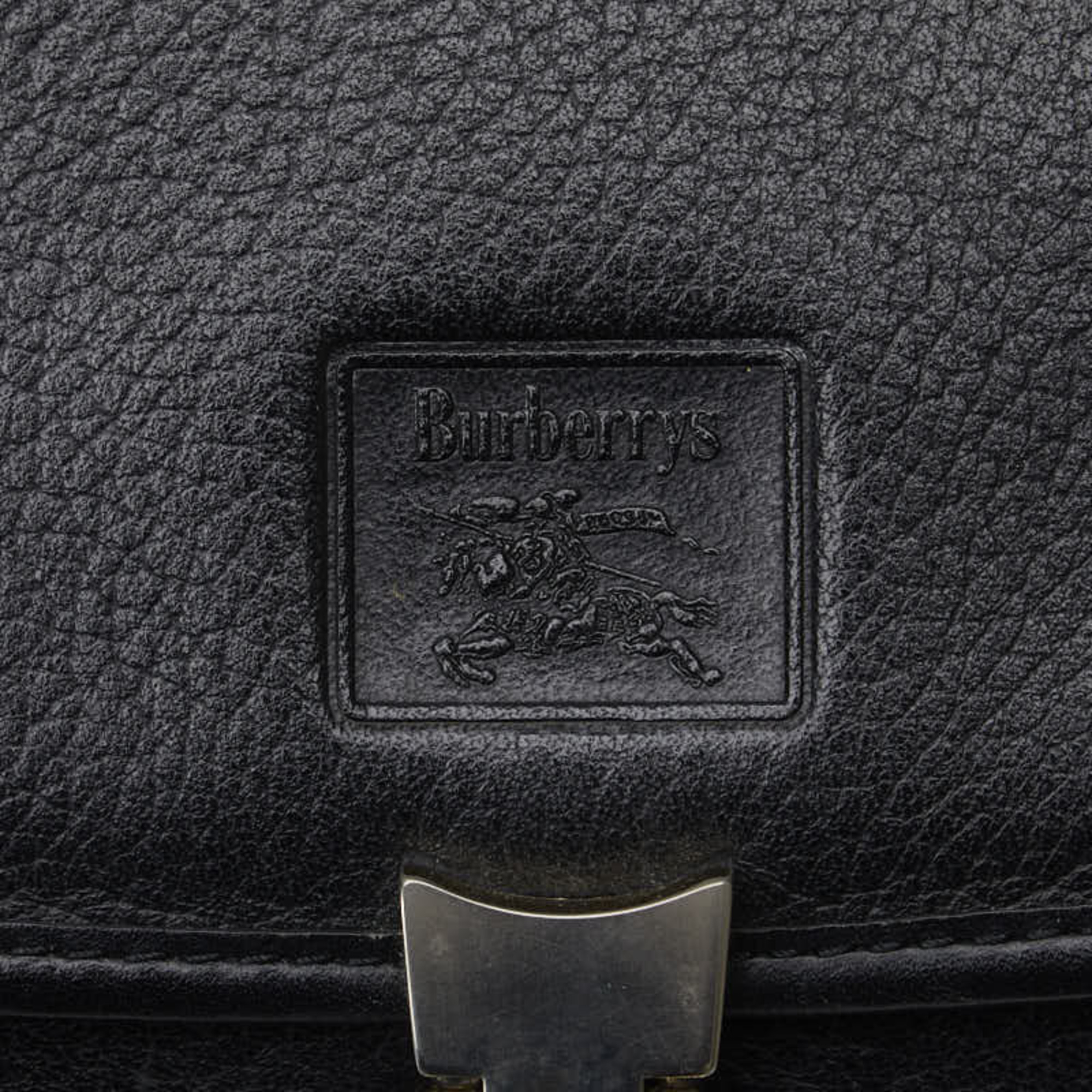 Burberry Nova Check Shadow Horse Handbag Shoulder Bag Black Silver Leather Women's BURBERRY