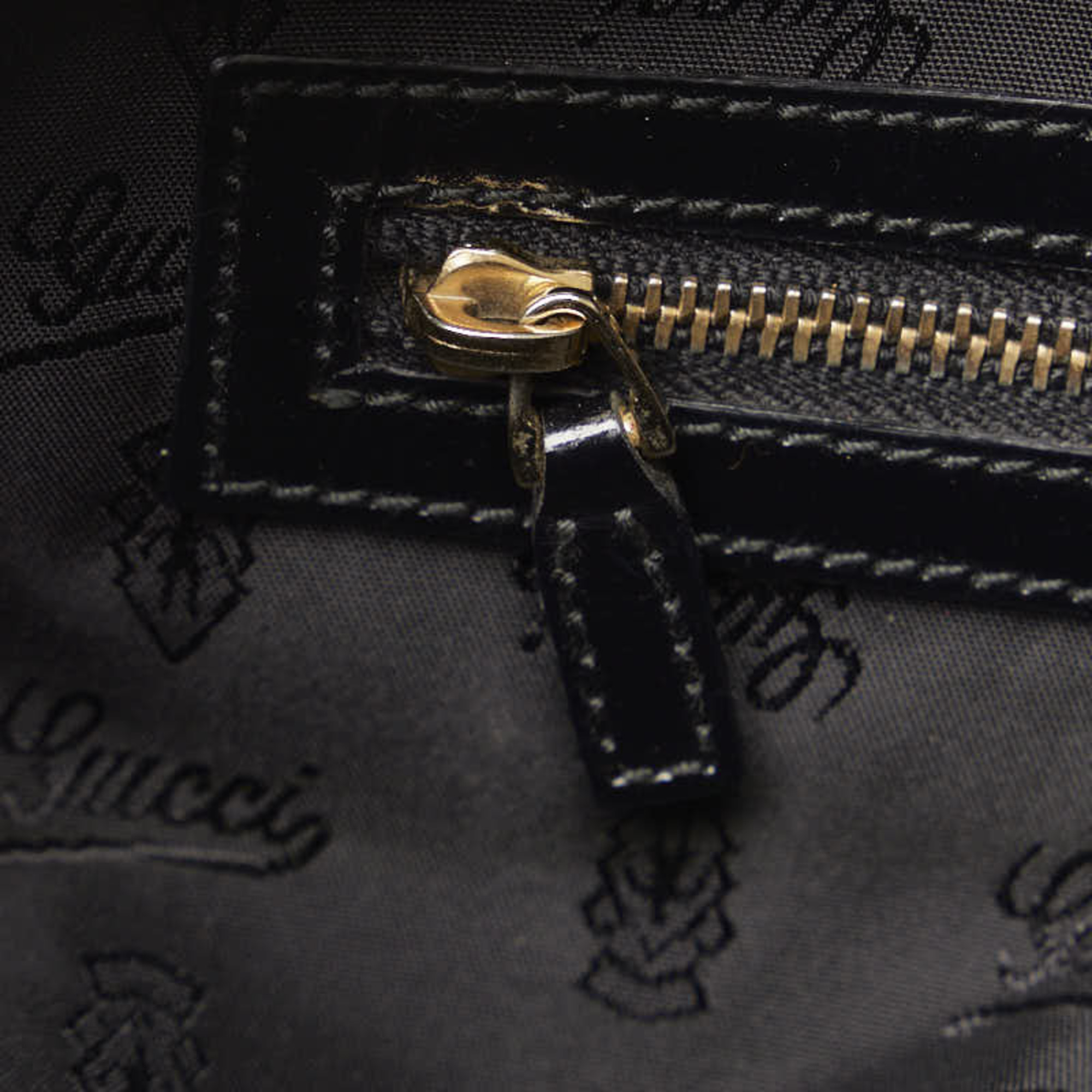 Gucci Bamboo Handbag Shoulder Bag 189869 Black PVC Enamel Women's GUCCI
