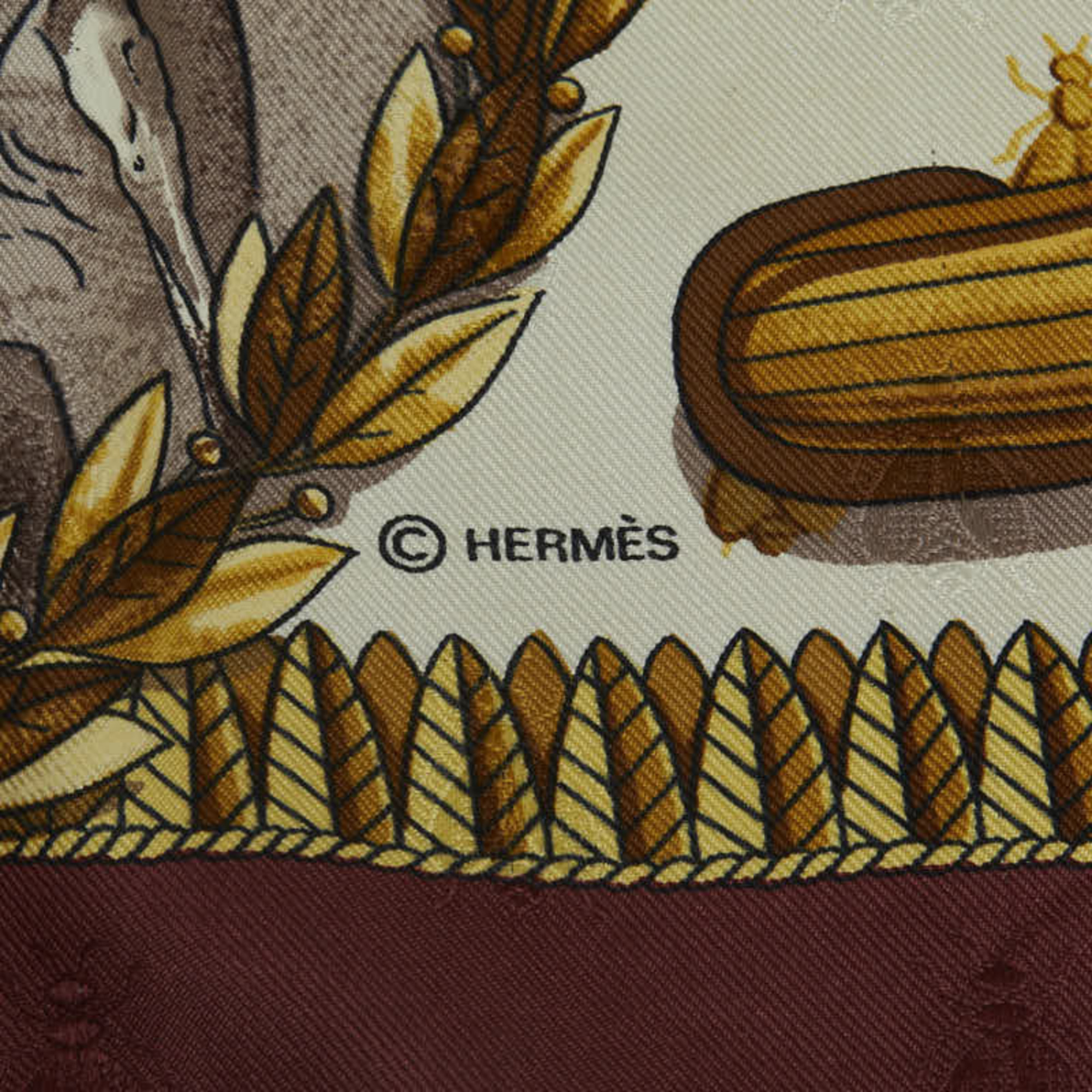 Hermes Carre 90 NAPOLEON Napoleon scarf muffler wine red gold multicolor silk women's HERMES