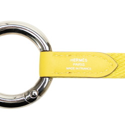 Hermes Carre Pocket Key Ring Neck Strap Yellow Silver Metal Swift Leather Women's HERMES