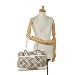 Burberry Nova Check Tote Bag Handbag White Beige Canvas Leather Women's BURBERRY
