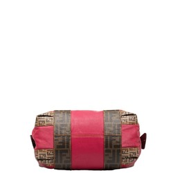 FENDI ZUCCA Handbag 8BL095 Pink Beige PVC Canvas Women's