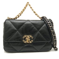 CHANEL Chanel 19 AS1160 Handbag Coco Mark Shiny Lambskin Black 251640