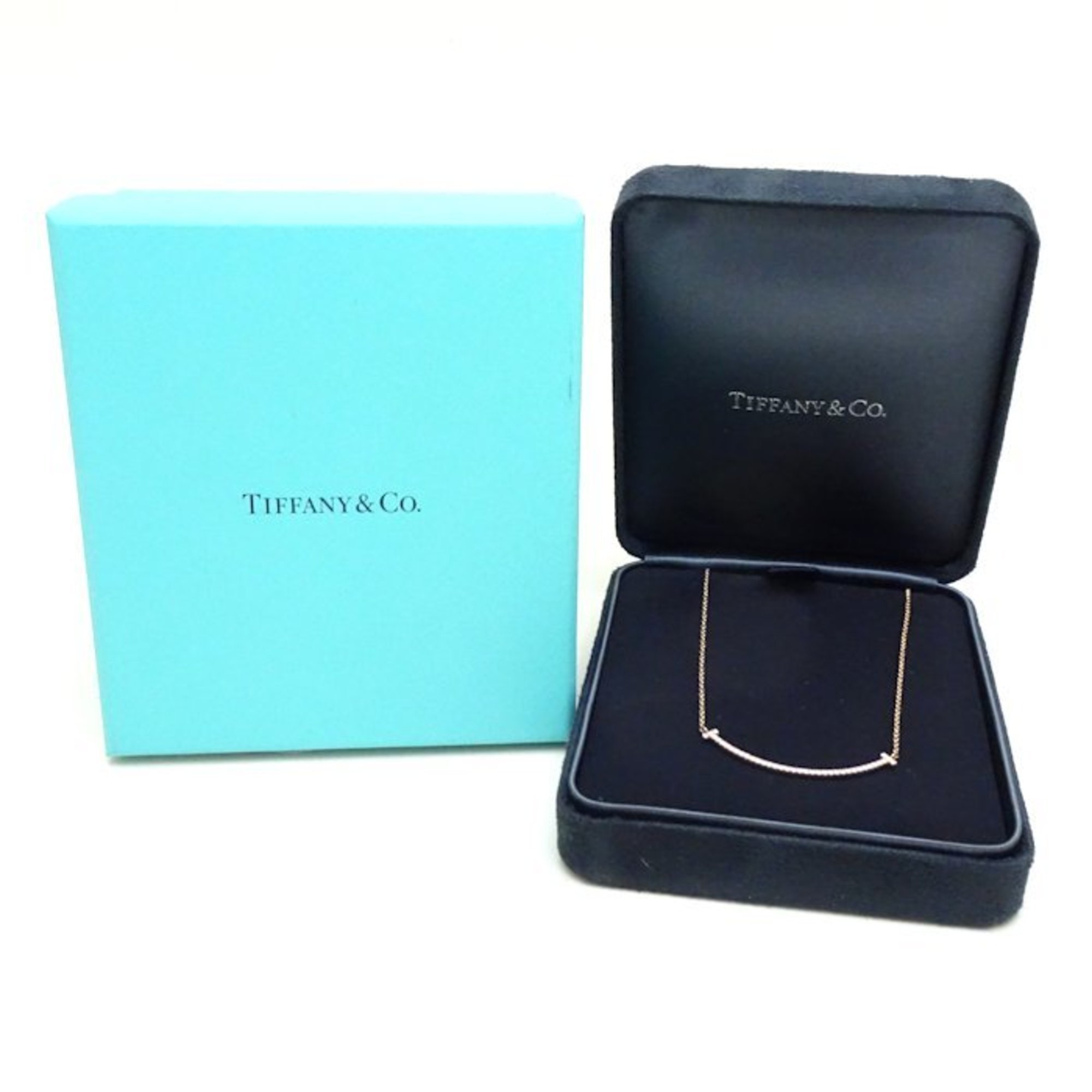 TIFFANY&Co. Tiffany T Smile Necklace Small Diamond 750PG Pink Gold K18RG Rose 291646