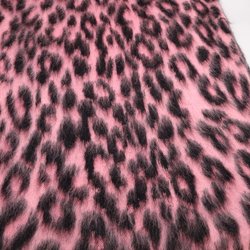CELINE Shawl Scarf Leopard Print Mohair x Nylon Pink Black 180357