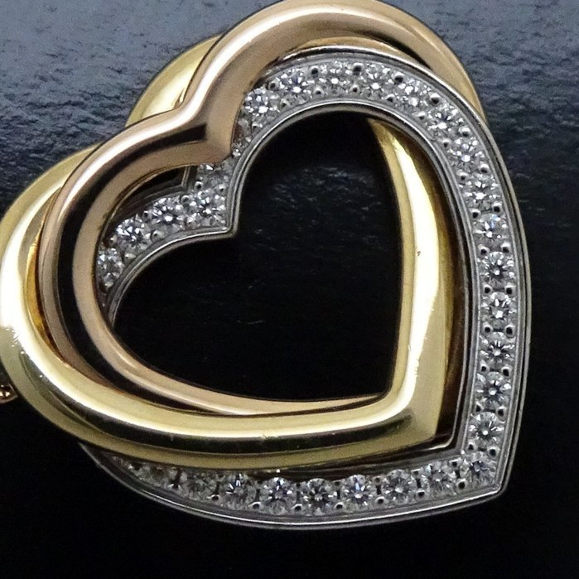 CARTIER Trinity Heart Necklace Diamond B7061200 K18 Three-Color Gold 291637