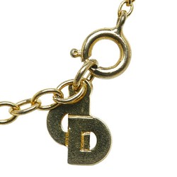 Christian Dior Dior CD Heart Rhinestone Necklace Gold Plated Women's