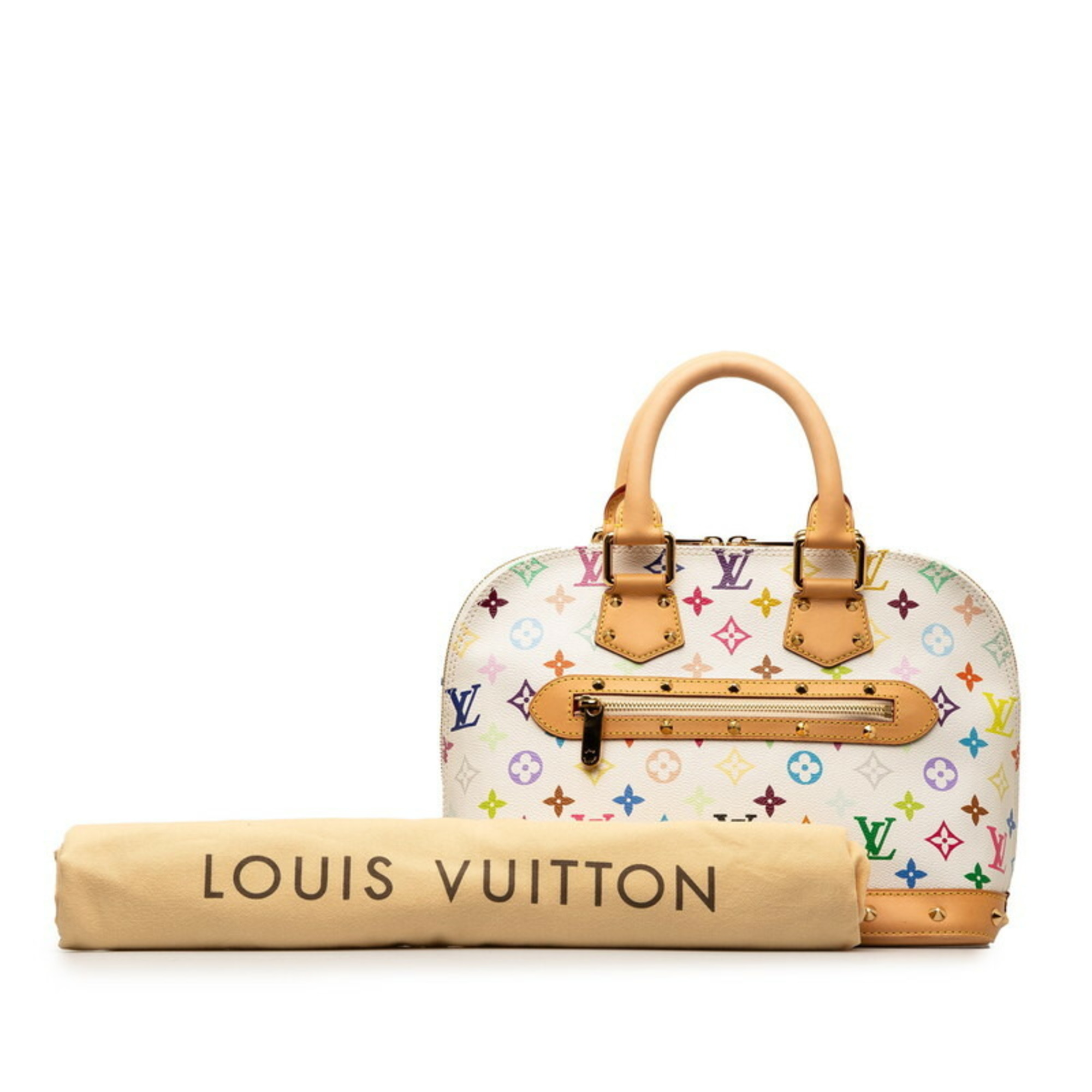 Louis Vuitton Monogram Multicolor Alma Handbag M92647 Blanc White PVC Leather Women's LOUIS VUITTON