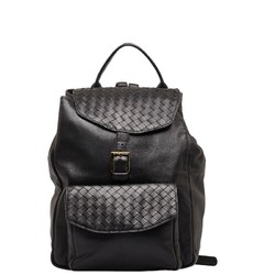 Bottega Veneta Intrecciato Backpack Black Leather Women's BOTTEGAVENETA