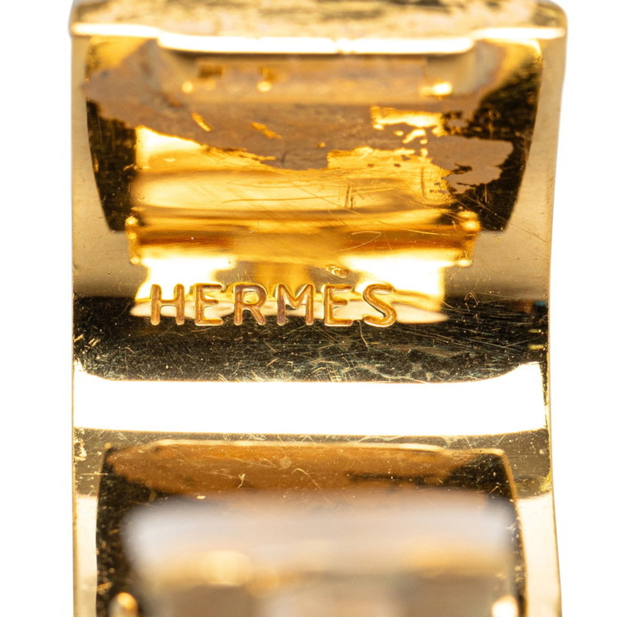 Hermes enamel cloisonné earrings orange gold plated women's HERMES