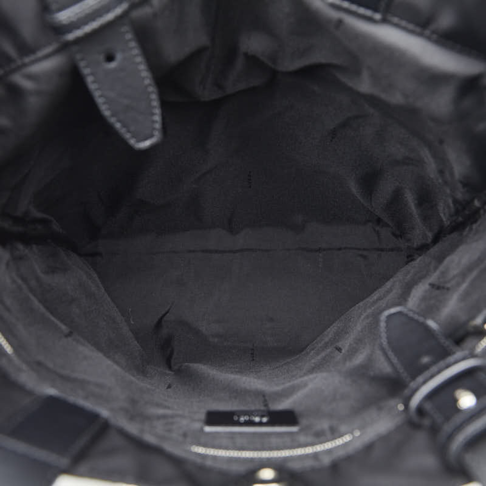 FENDI Monster Bugs Tote Bag 7V32 Black Nylon Leather Women's